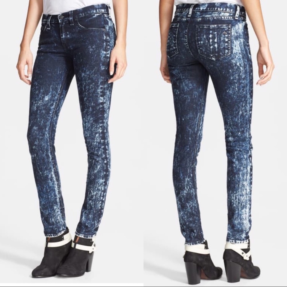 NWT Rag & Bone Skinny Acid Wash Dark Jean 28